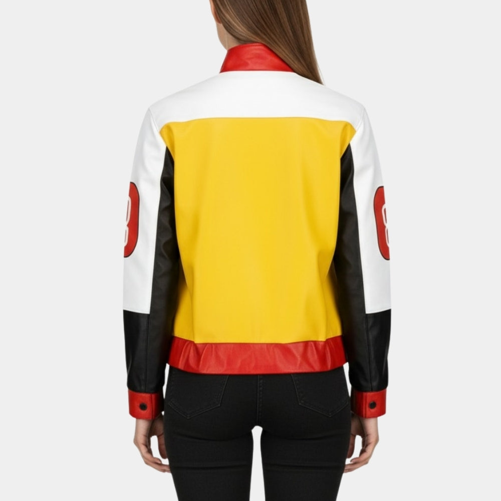 Salt N Pepa  Push-It Color Block Leather Jacket - Back View