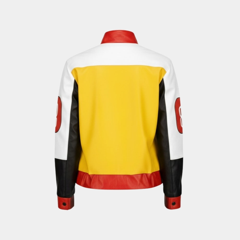 Salt N Pepa  Push-It Color Block Leather Jacket - Mannequin Back View