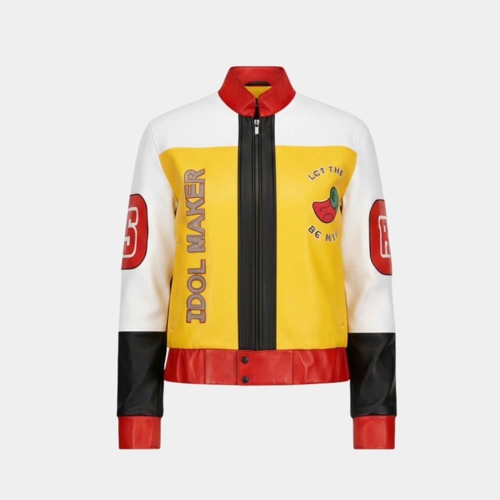 Salt N Pepa  Push-It Color Block Leather Jacket - Mannequin Front View