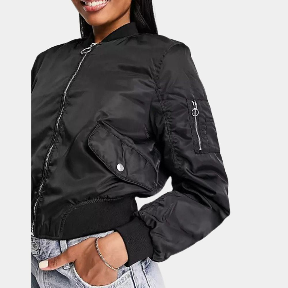 Scream 6 Melissa Barrera MA-1 Bomber Jacket - Pocket Close - Up View