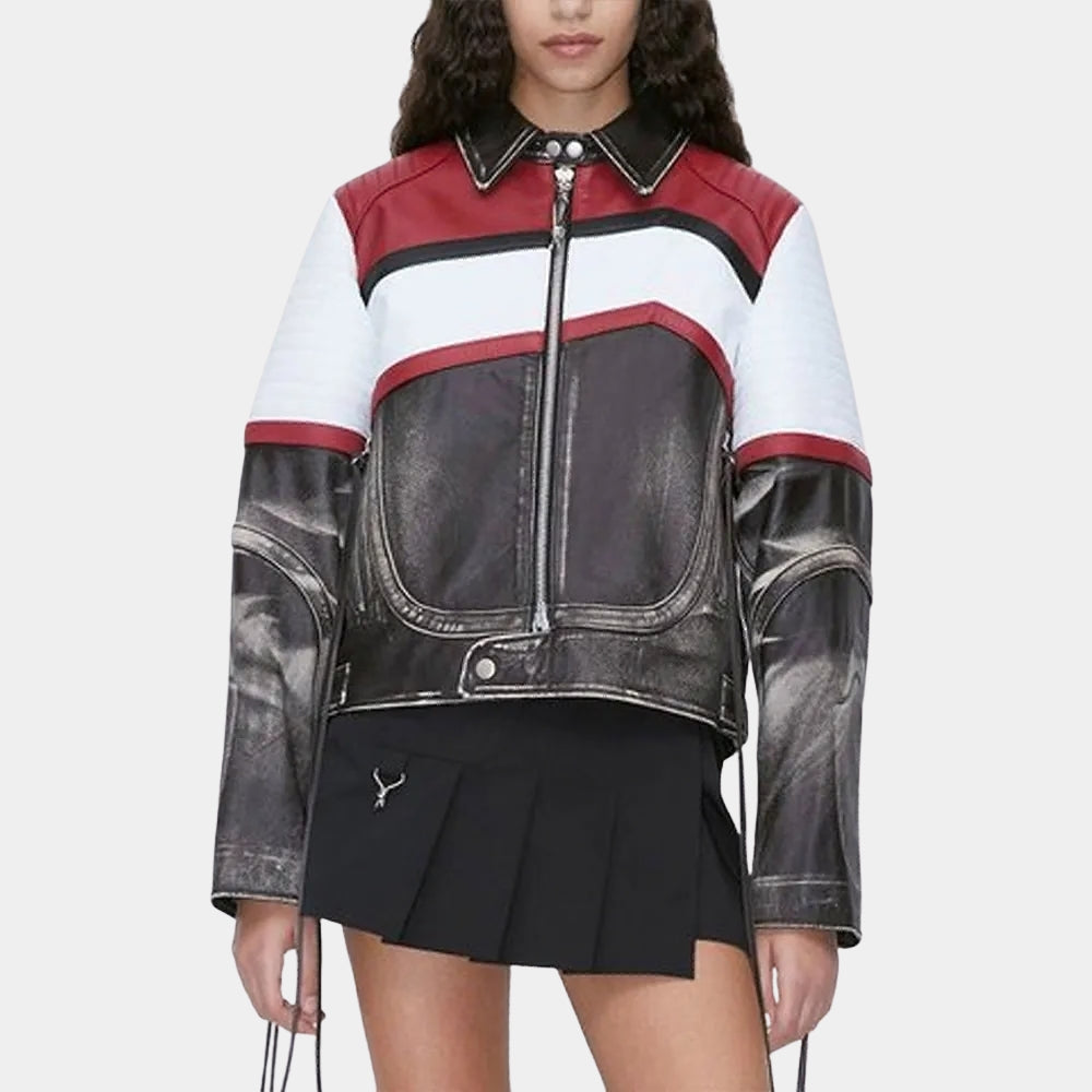 Seven Song  Latto Jung Kook Leather Jacket - Front View