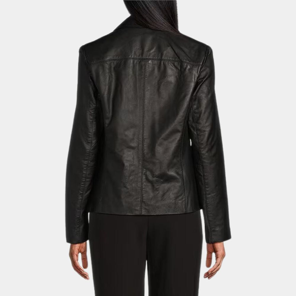 Sex Education S4 Classic 80's Style Black Car Leather Jacket - Back View