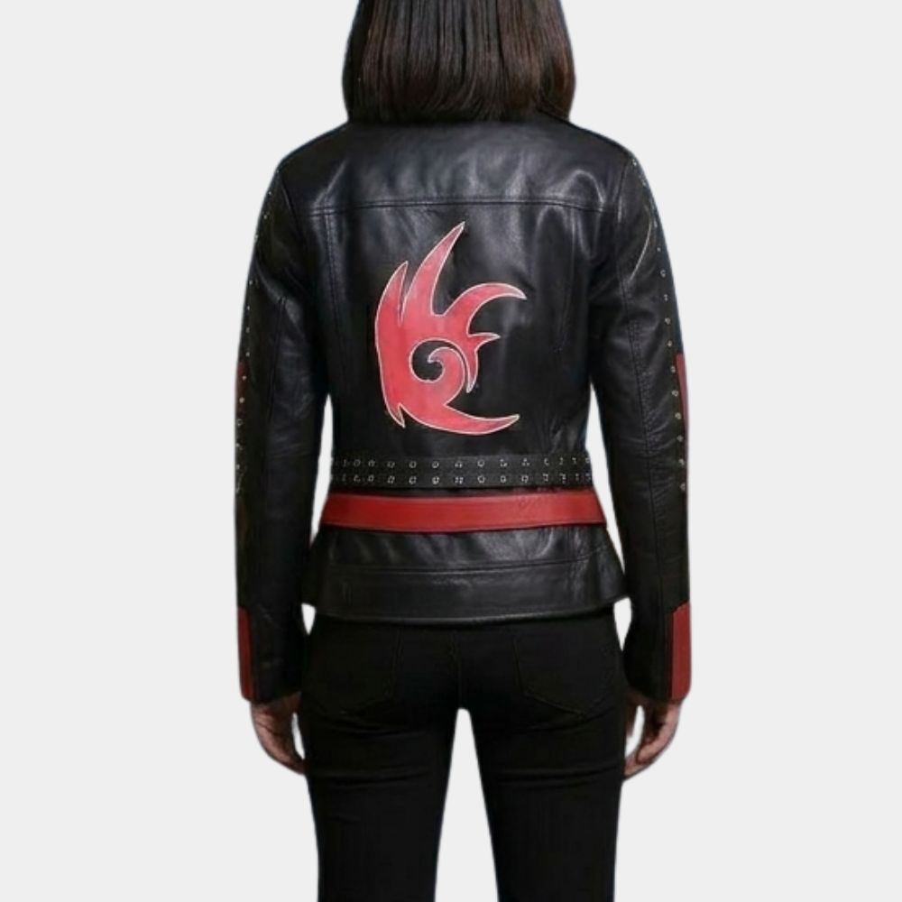 Shadow The Hedgehog
Black & Red Leather Biker Jacket - Back View