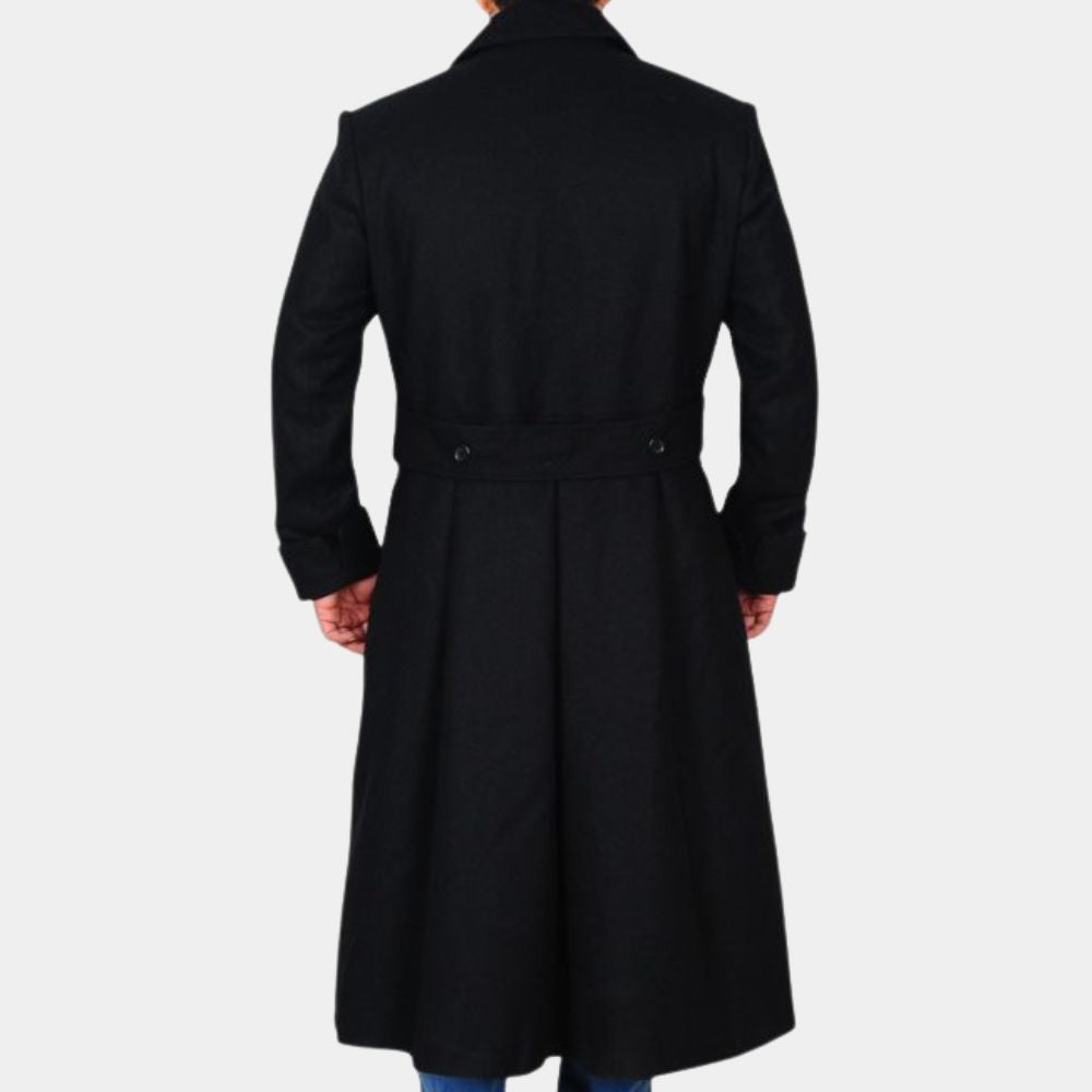 Sherlock Men's Benedict Cumberbatch Wool Long Trench Coat - Back View