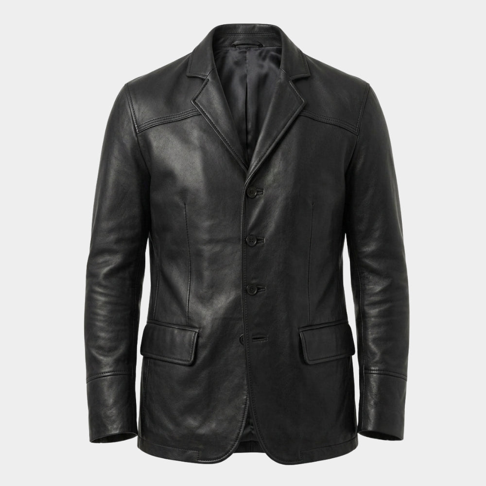 Silo Robert Sims Black Leather Blazer