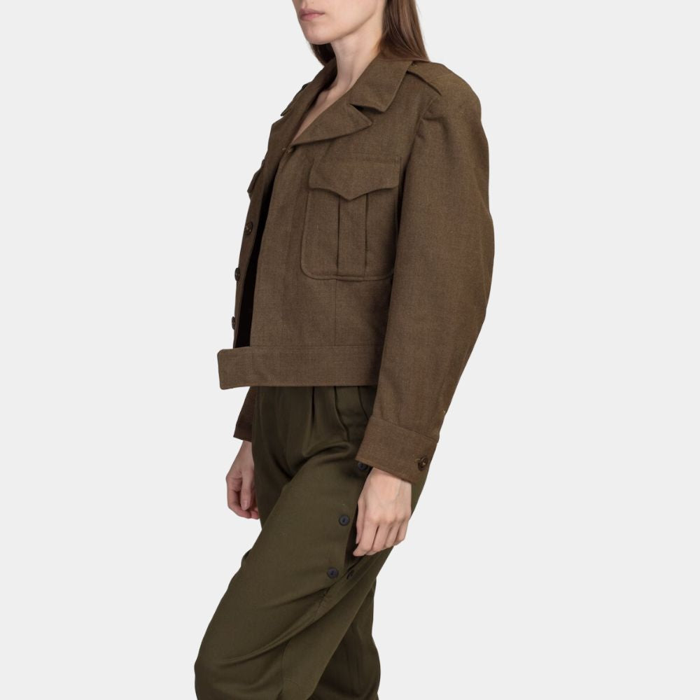 Silo Brown Wool Jacket aka WW2 Military Inspired Jacket - SIde Posture View