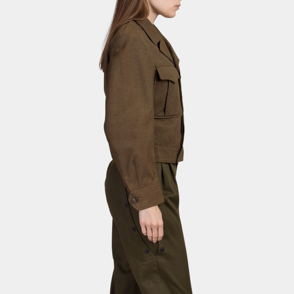 Silo Brown Wool Jacket aka WW2 Military Inspired Jacket - Side View