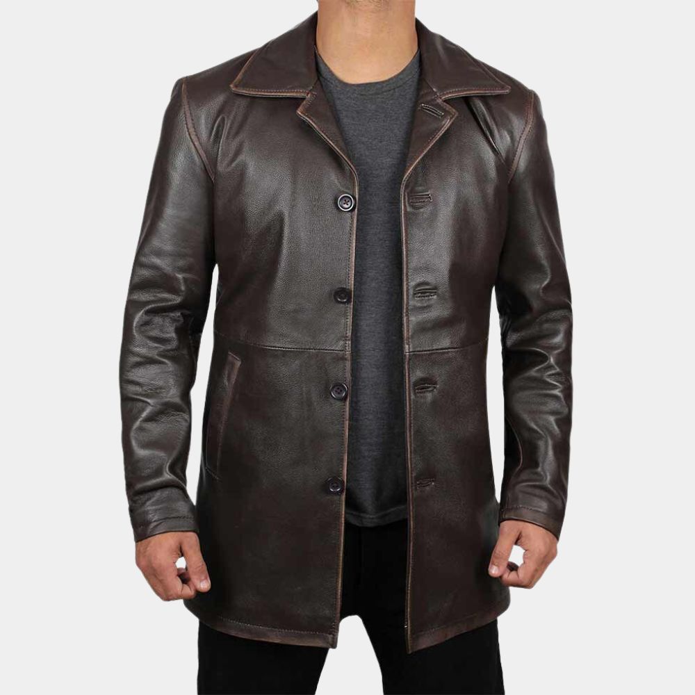 Simulant Sam Worthington Rust Brown Jacket - Front View