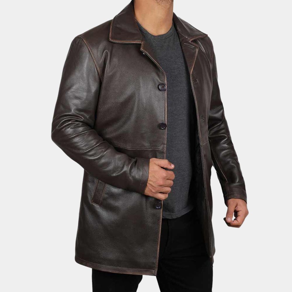 Simulant Sam Worthington Rust Brown Jacket - Side View