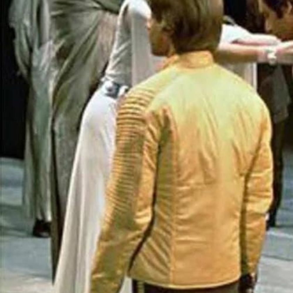Skywalker Ceremonial Leather Yellow Jacket - Character Back View