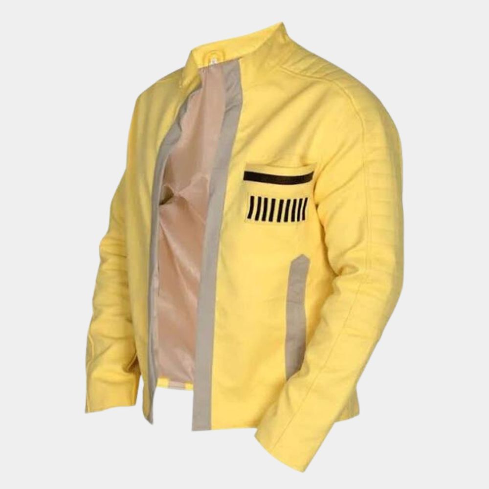Skywalker Ceremonial Leather Yellow Jacket - Mannequin Side View