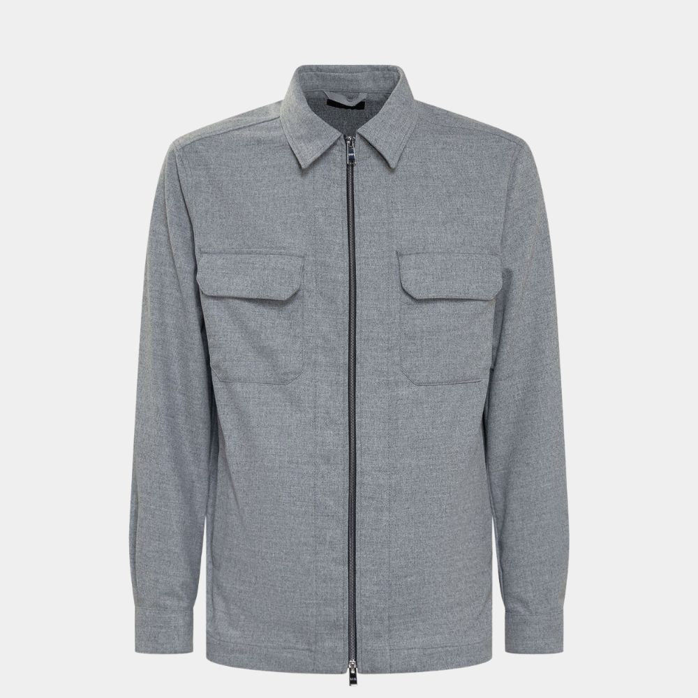Sledgehammer Grey Shirt Jacket in Cotton and Wool Fabric - Mannequin Front View