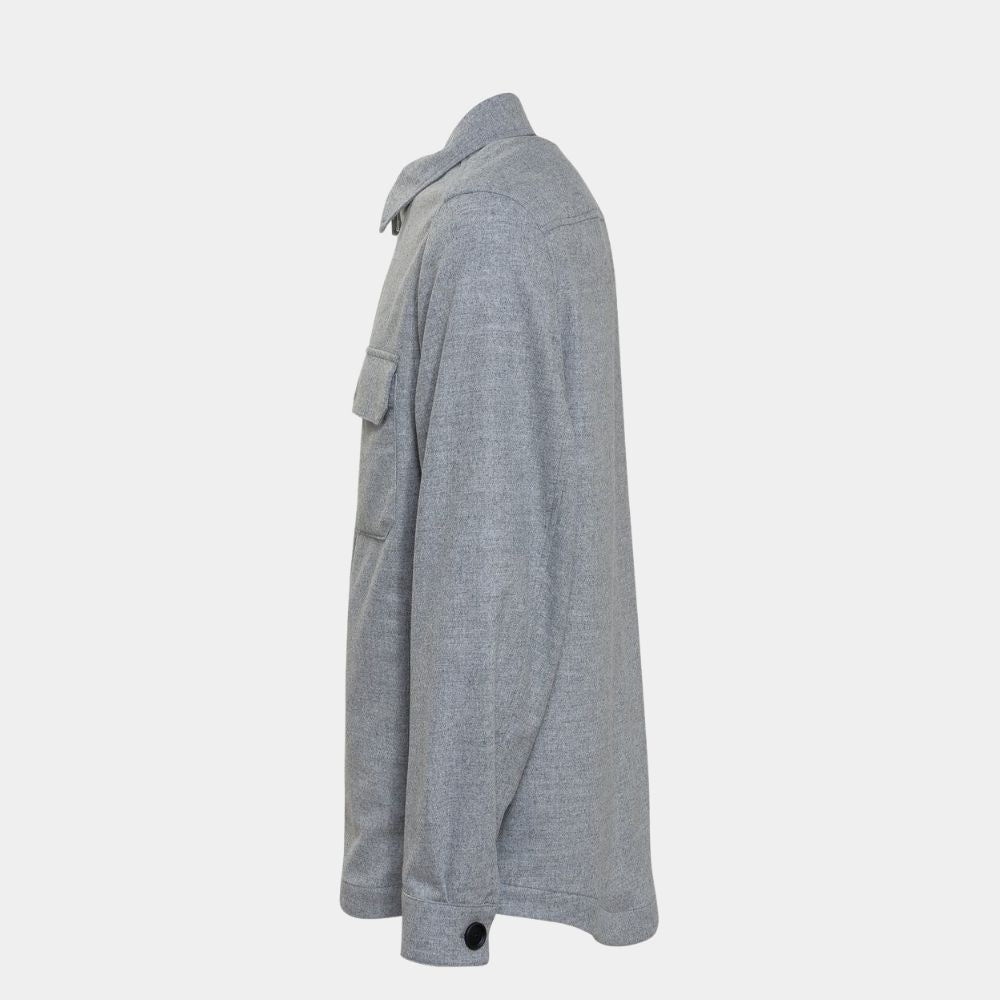 Sledgehammer Grey Shirt Jacket in Cotton and Wool Fabric - Mannequin Side View