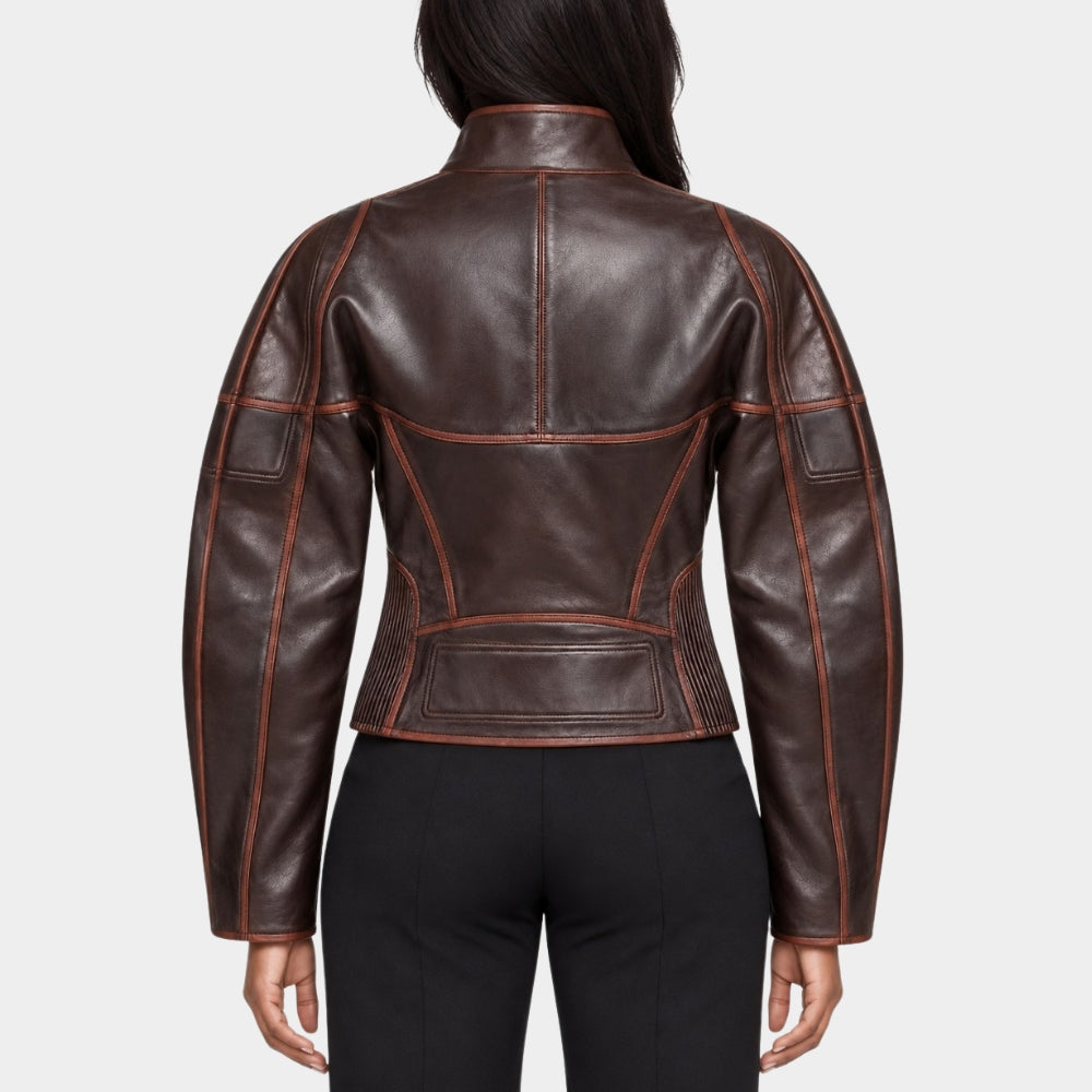 Snowfall S07 Gail Bean Brown Leather Jacket