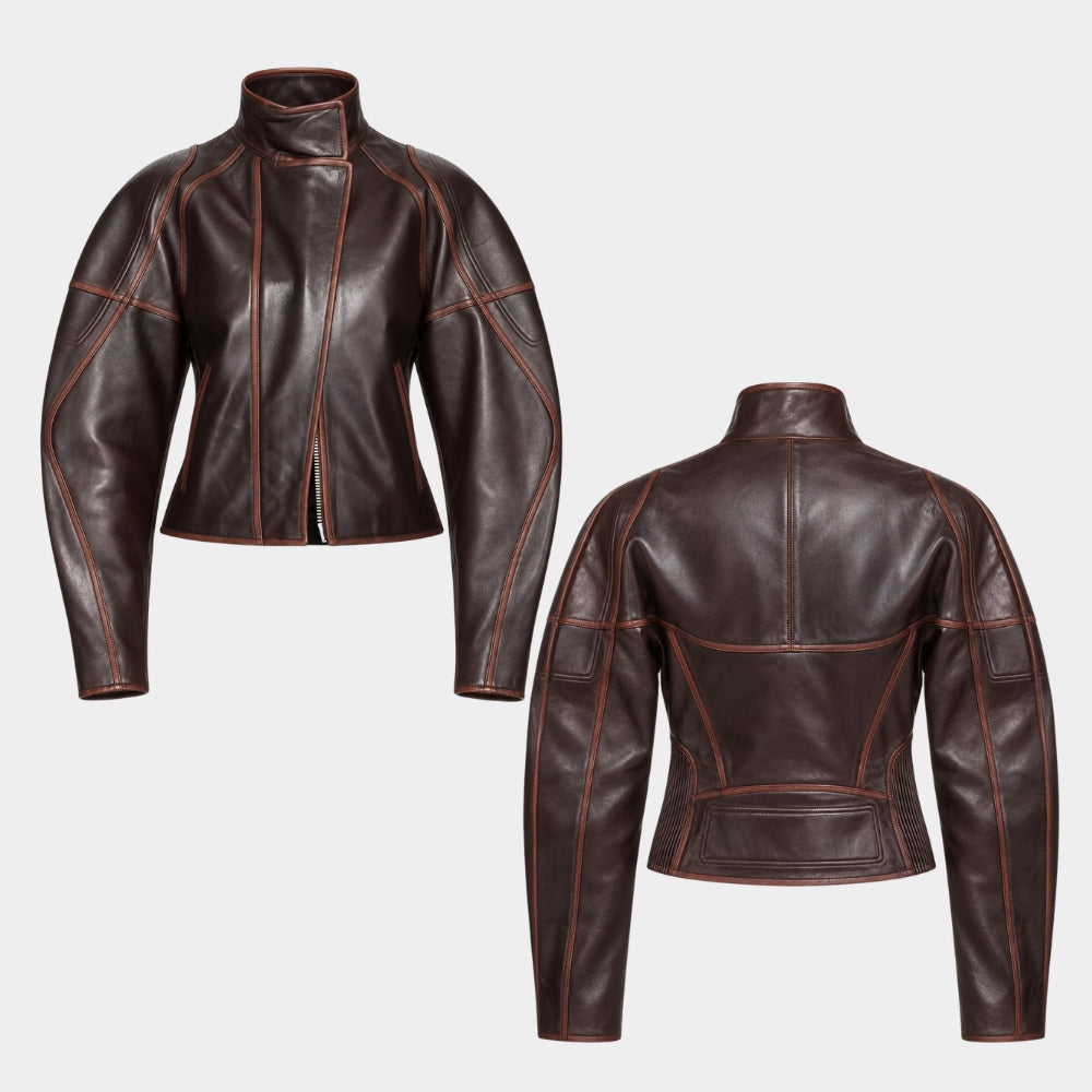 Snowfall S07 Gail Bean Brown Leather Jacket
