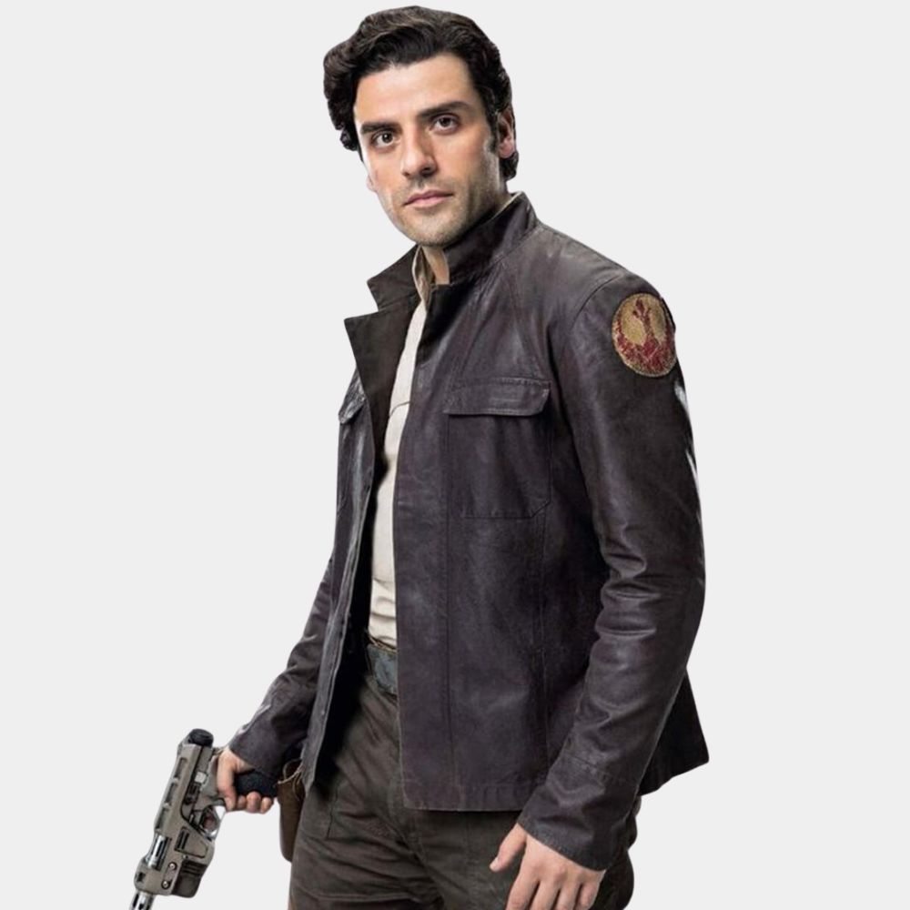 Star Wars  The Last Jedi Poe Dameron Brown Leather Jacket - Front View