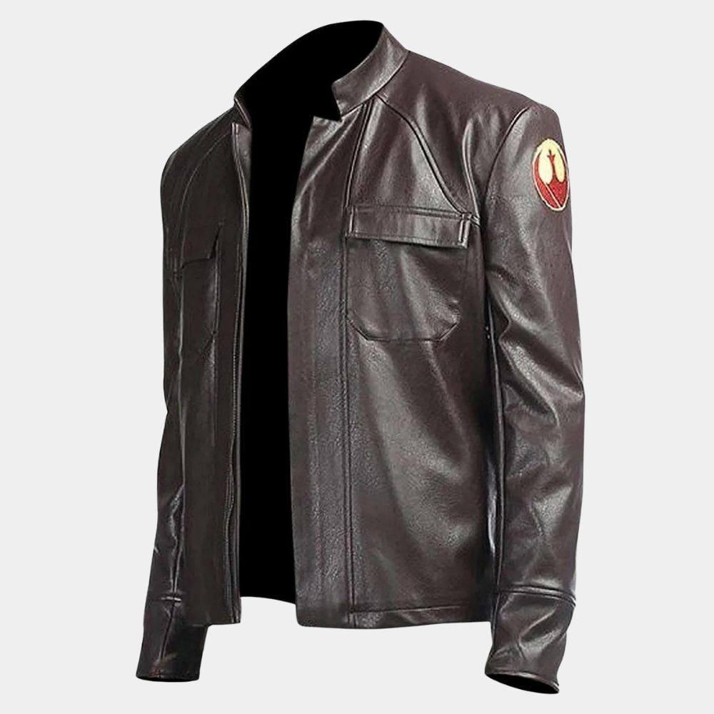 Star Wars  The Last Jedi Poe Dameron Brown Leather Jacket - Mannequin Front View