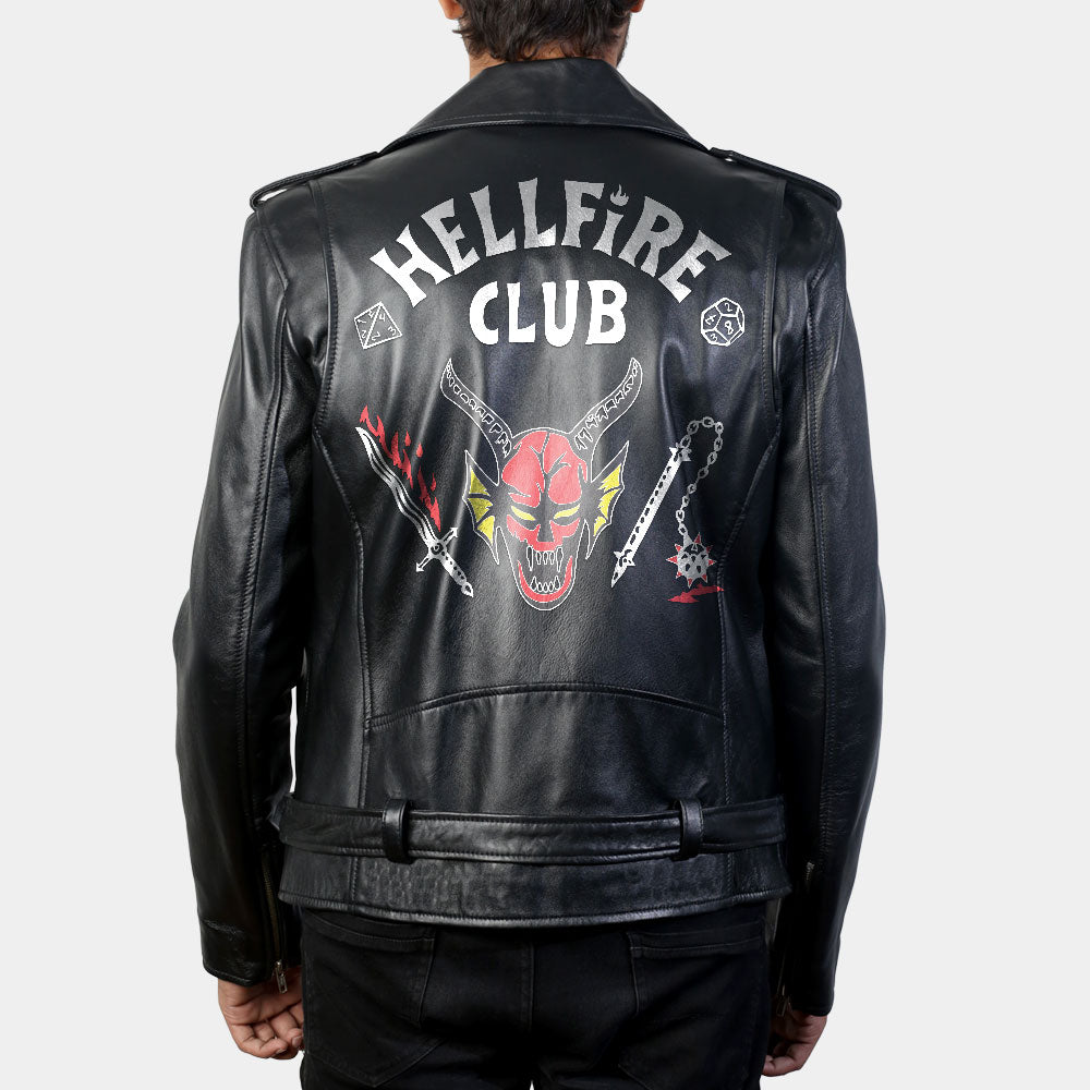 Stranger Things Eddie Munson Classic Leather Biker Jacket - Back View