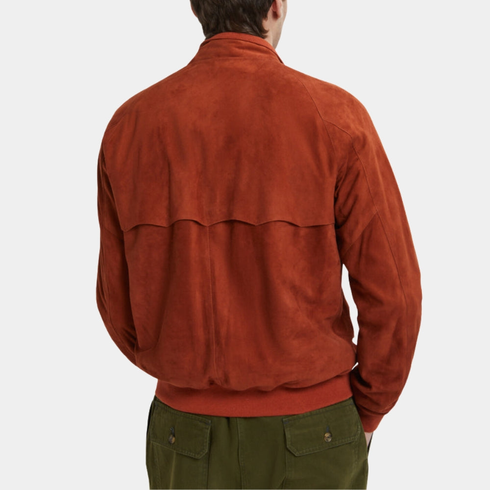 Stranger Things S05 Steve Harrington Brown Suede Leather Harrington Jacket - Back View