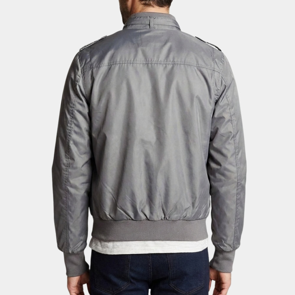 Stranger Things  Steve Harrington aka Joe Keery Grey Satin Jacket - Back View