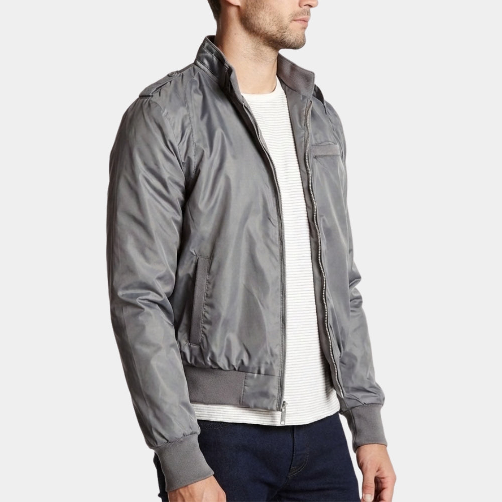 Stranger Things  Steve Harrington aka Joe Keery Grey Satin Jacket - Side View
