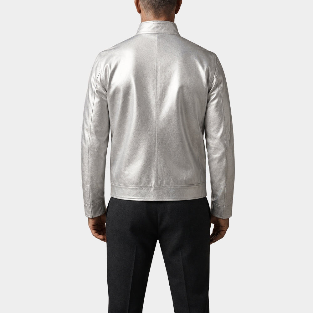 Street Fighter 50 Cent Silver Leather Jacket