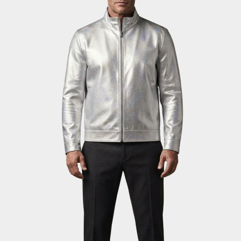 Street Fighter 50 Cent Silver Leather Jacket