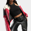 Subteran Irina Artenii Colorblock Cropped Leather Jacket - Front View
