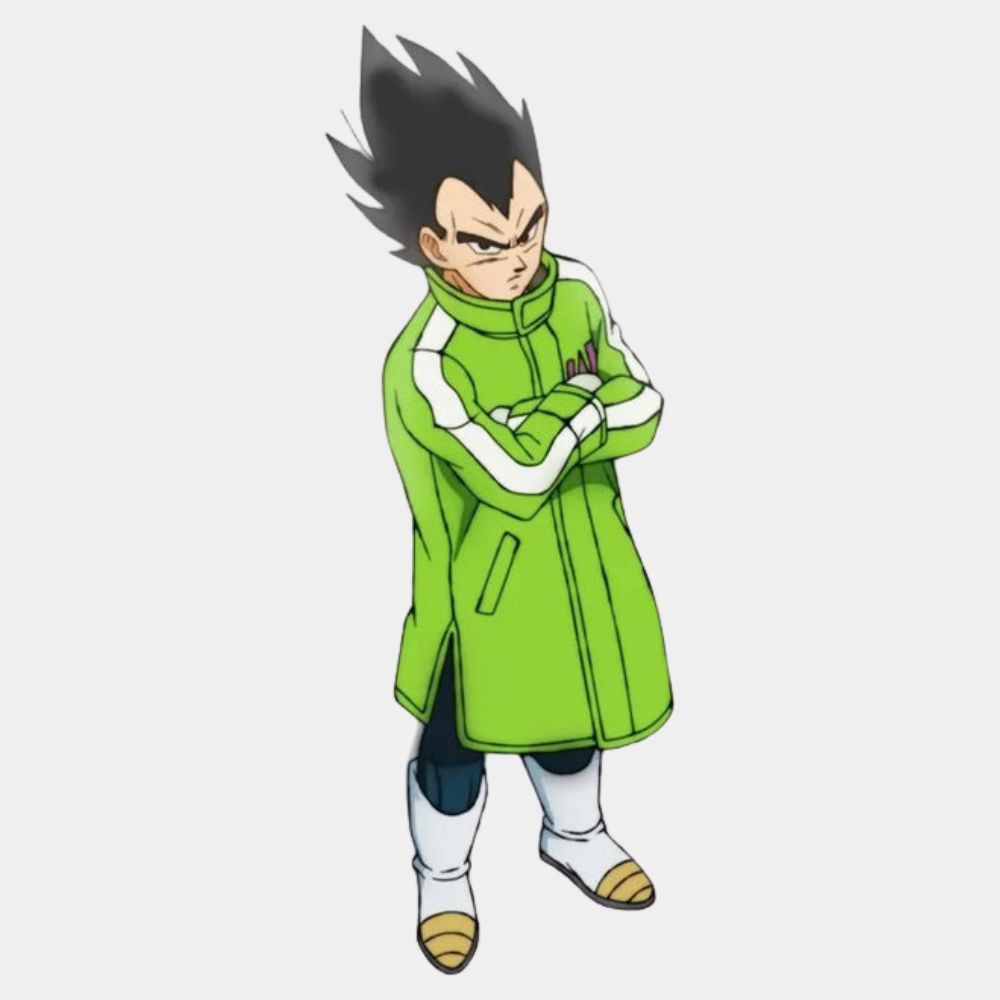 Super Sab  Dragon Ball Green Leather Jacket - Character Front View
