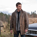 Supernatural Show  Dean Winchester Distressed Brown Leather Jacket - Front View