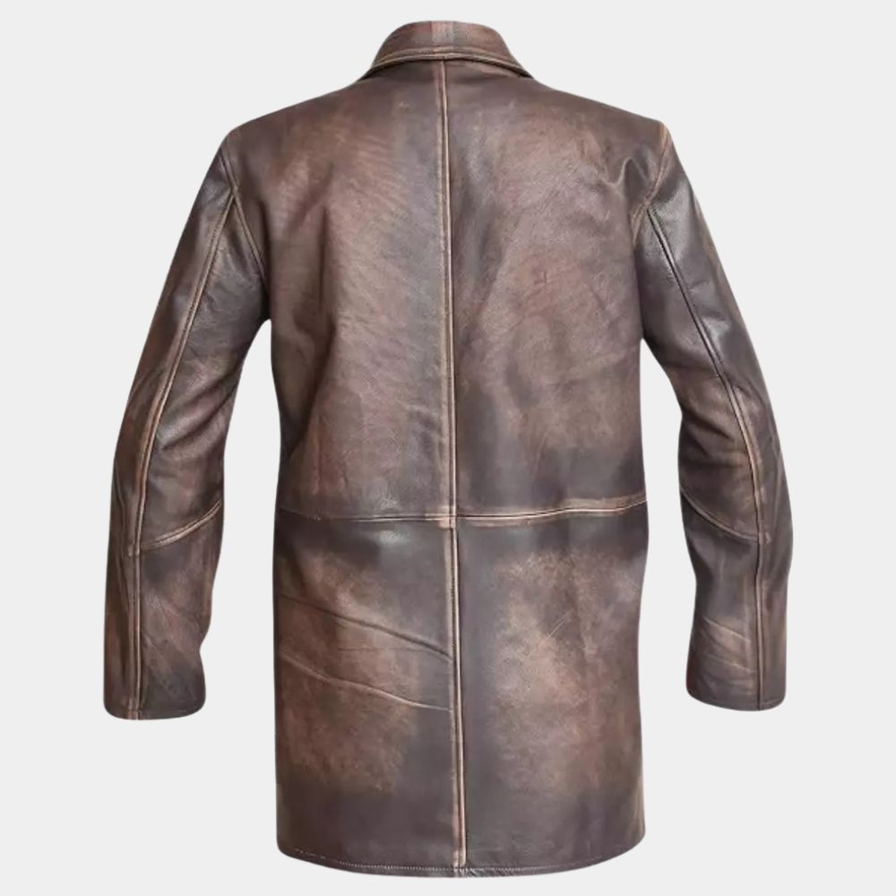 Supernatural Show  Dean Winchester Distressed Brown Leather Jacket - Mannequin Back View