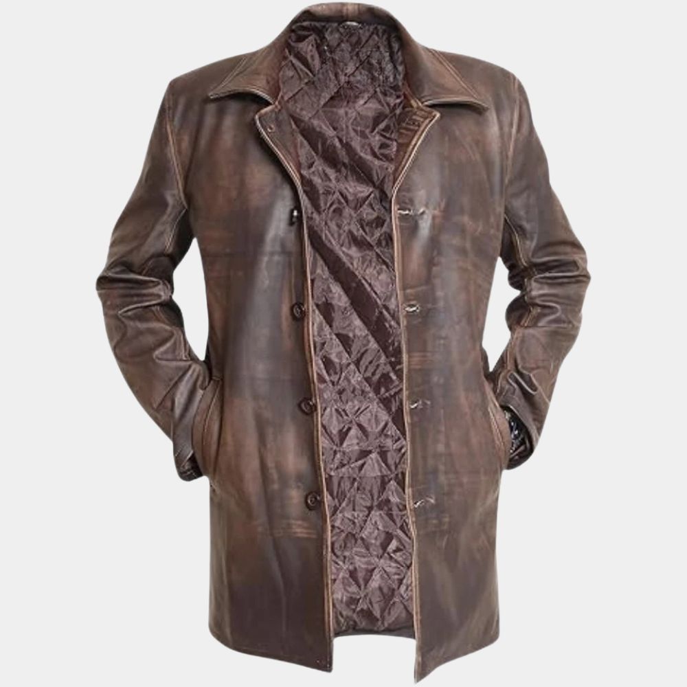 Supernatural Show  Dean Winchester Distressed Brown Leather Jacket - Mannequin Front View