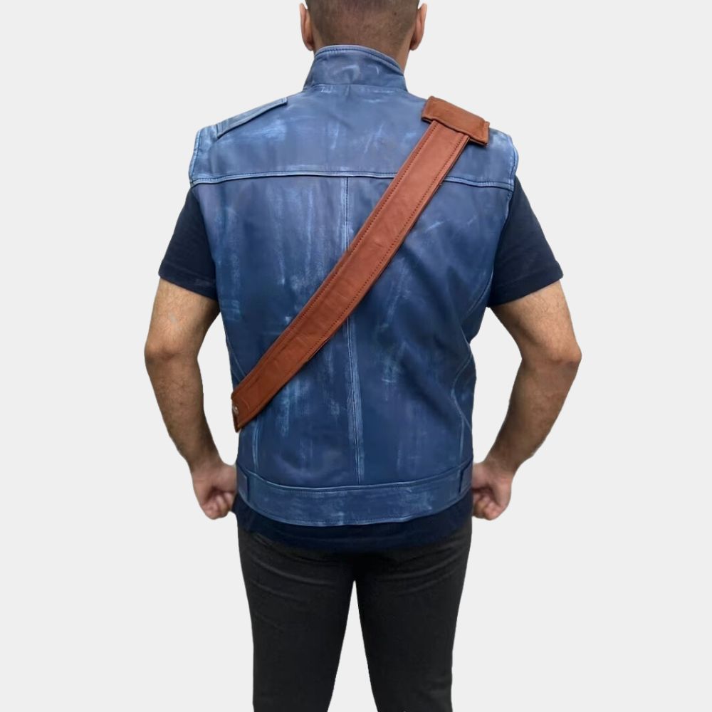 Survivor Star Wars Jedi Blue Leather Flat Vest - Back View