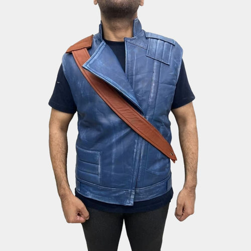 Survivor Star Wars Jedi Blue Leather Flat Vest - Front View