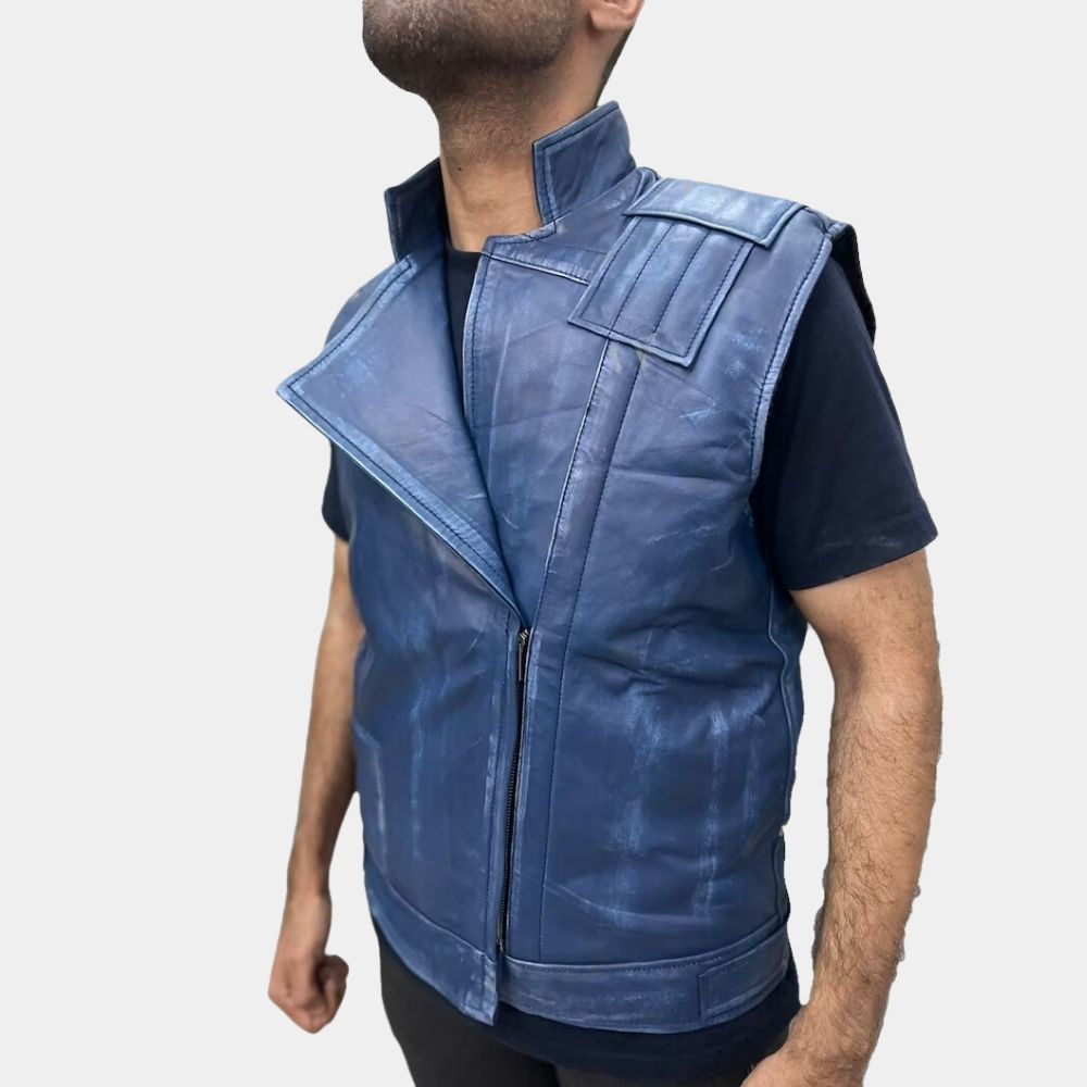 Survivor Star Wars Jedi Blue Leather Flat Vest - Side View