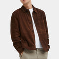 TOTE Men's Brown Suede Leather Trucker Style Jacket - Front View