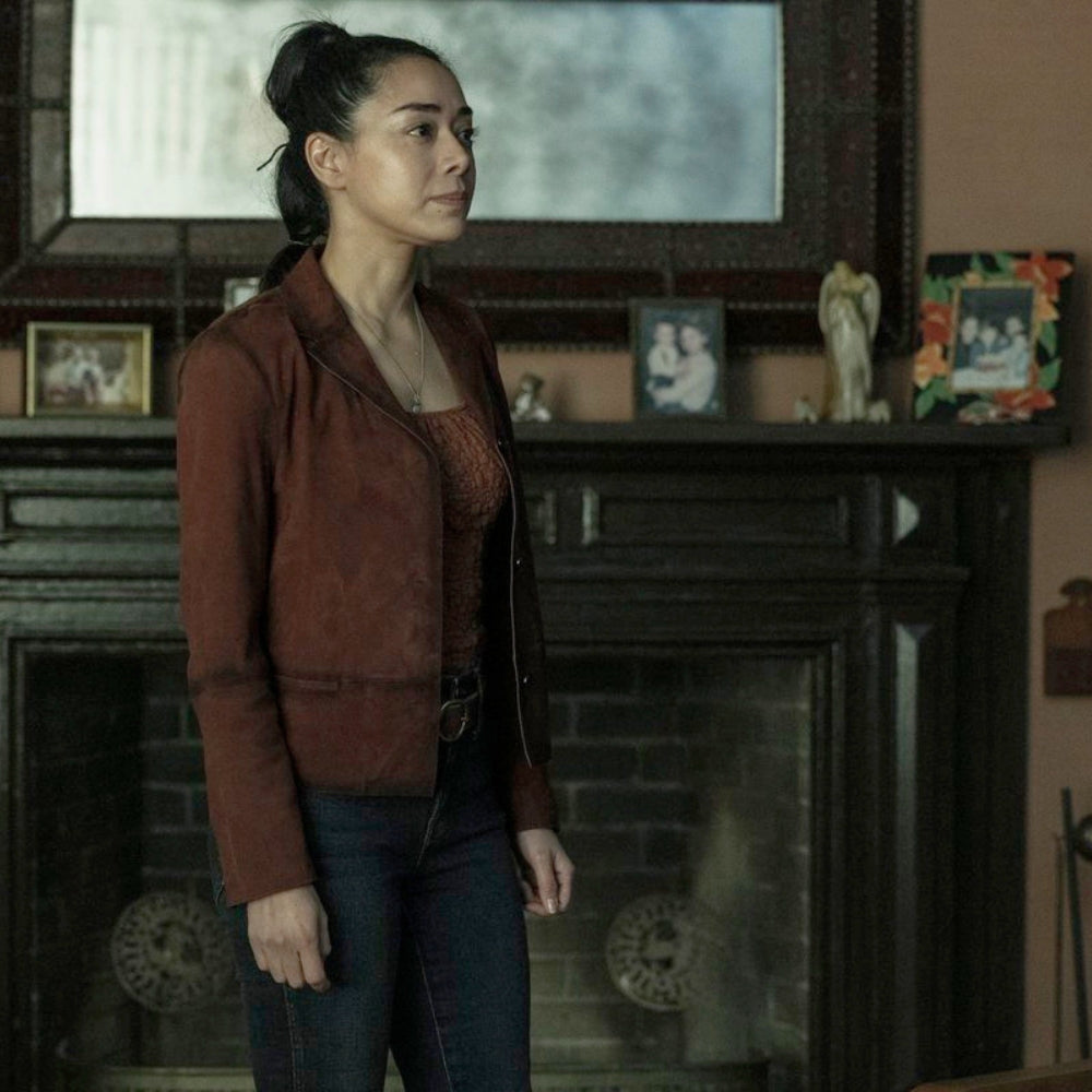 The Walking Dead Aimee Brown Suede Leather Jacket