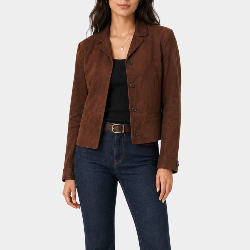 The Walking Dead Aimee Brown Suede Leather Jacket