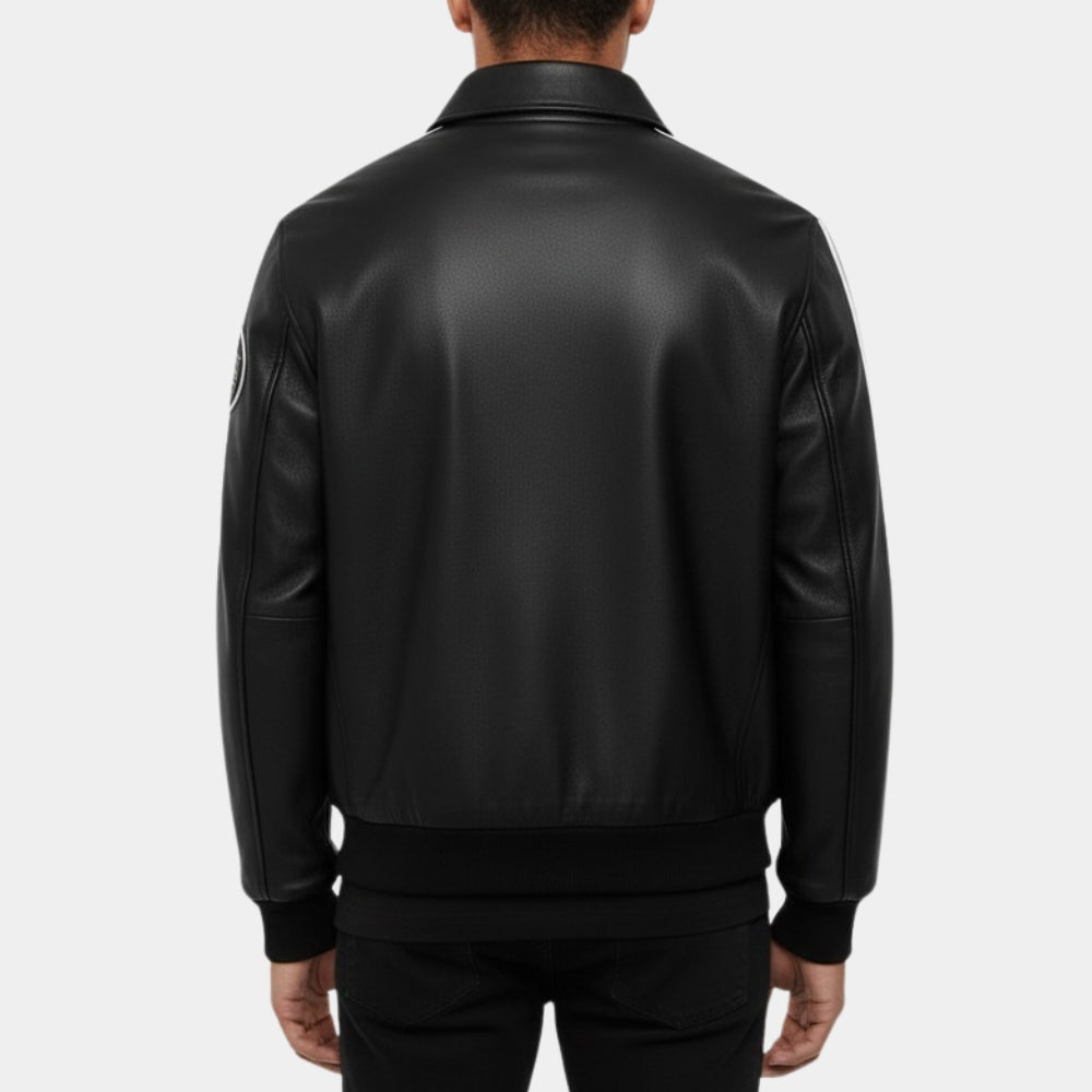 Talladega Nights The Ballad of Ricky Bobby Powerade Black Leather Jacket - Back View