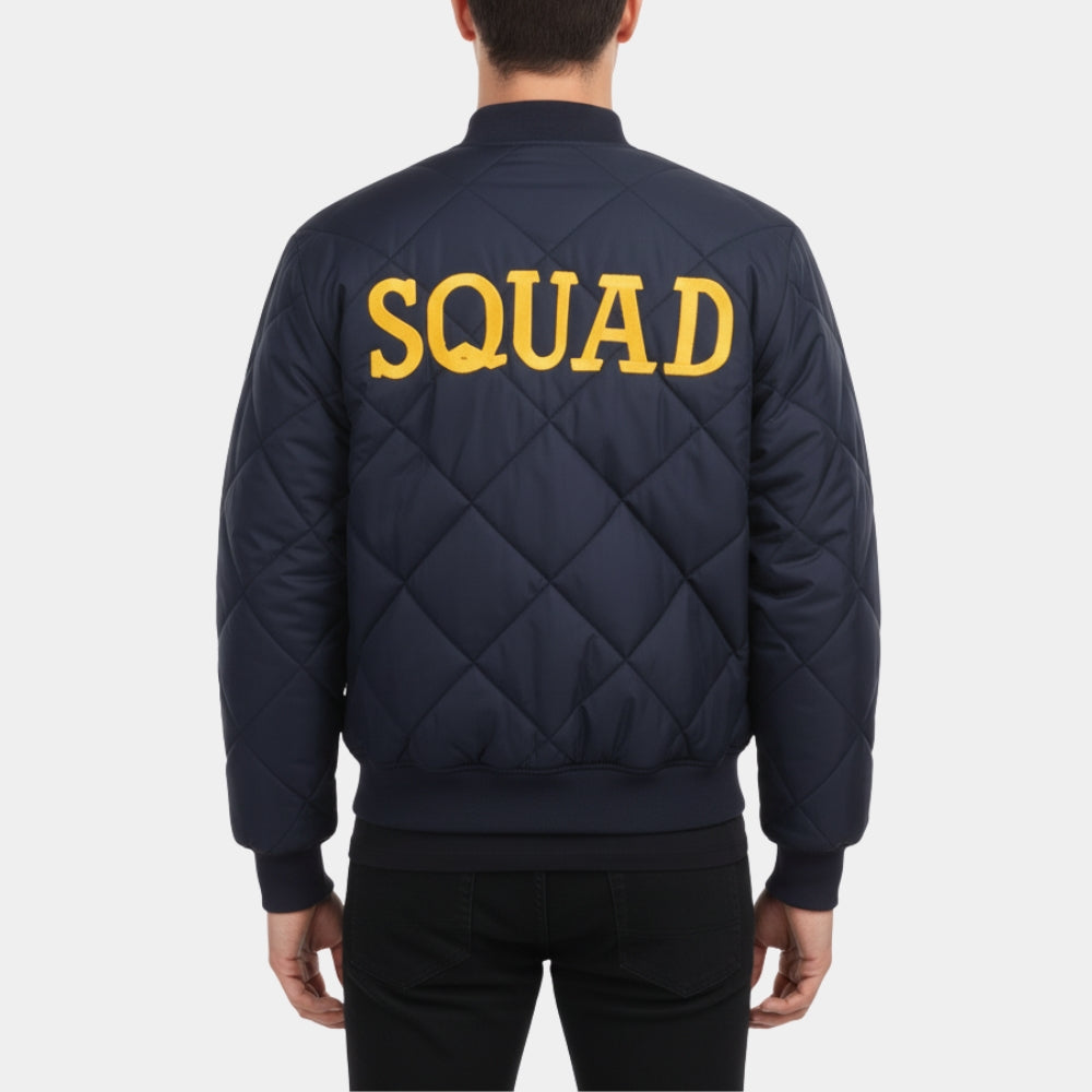 Taylor Kinney  Chicago Fire Squad 3 Blue Bomber Quilted Jacket - Back View
