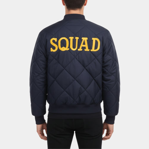 Taylor Kinney  Chicago Fire Squad 3 Blue Bomber Quilted Jacket - Back View