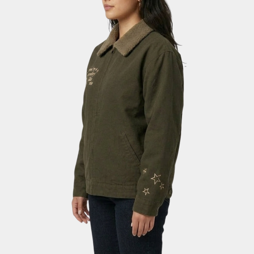 Taylor Swift  Cowboy Like Me Shearling collar Brown Cotton Jacket - Side View