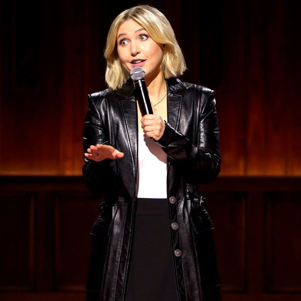 Taylor Tomlinson: Prodigal Daughter Black Leather Coat - Front View