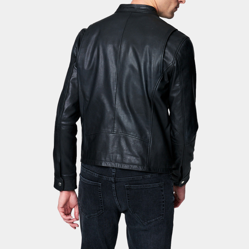 Ted Lasso S03 Roy Kent Black Leather Jacket - Back View