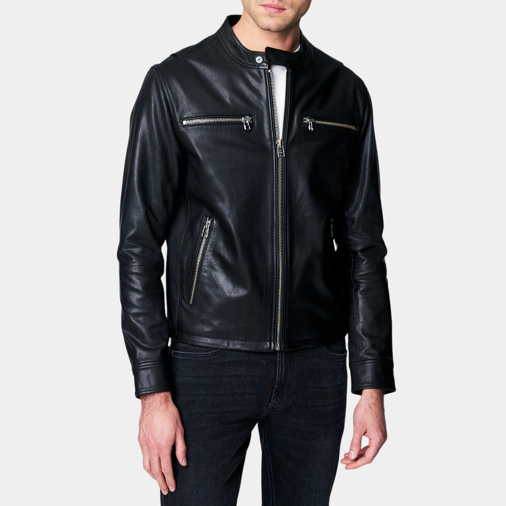 Ted Lasso S03 Roy Kent Black Leather Jacket - Front View