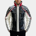 Tekken 8  Jin Kazama Black and White Leather Jacket - Front View