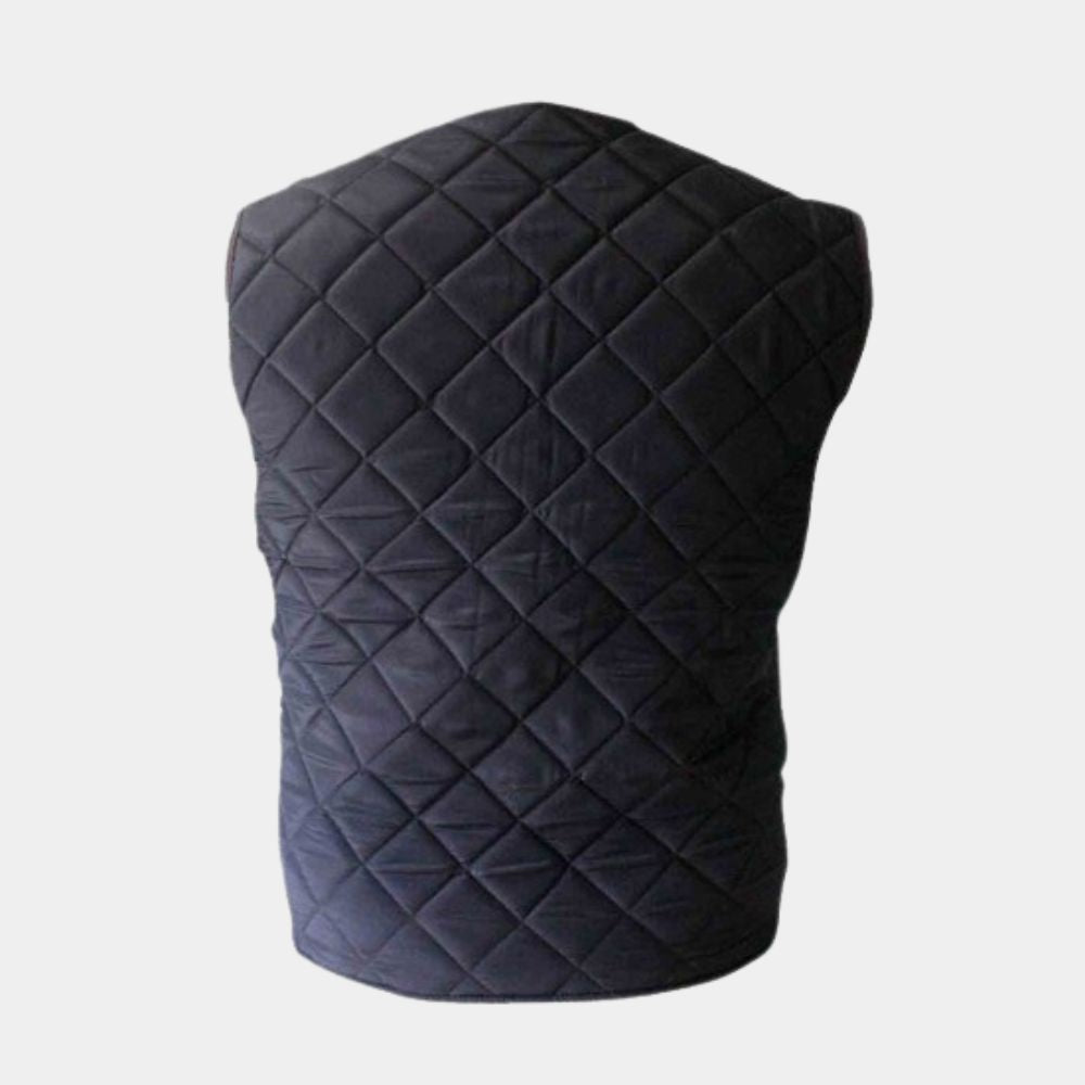 David Morrissey Black Quilted Vest-back-posture