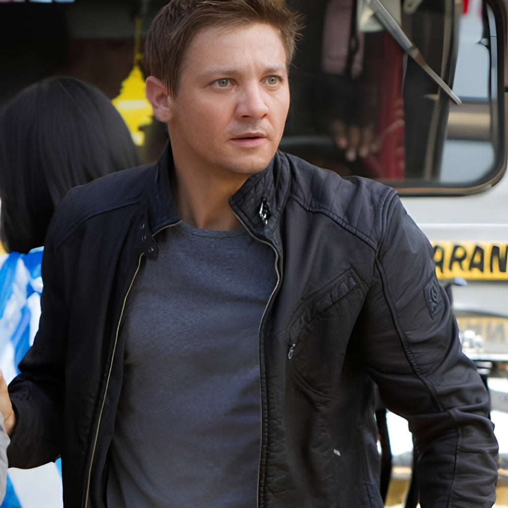 The Bourne Legacy Jeremy Renner Black Leather Jacket