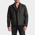The Fix Zachary Levi Charcoal Grey Leather Jacket