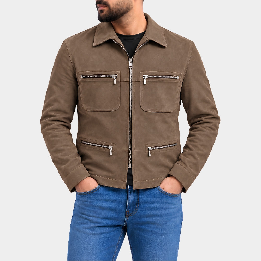 Cliff Booth Brad Pitt Suede Leather Jacket
